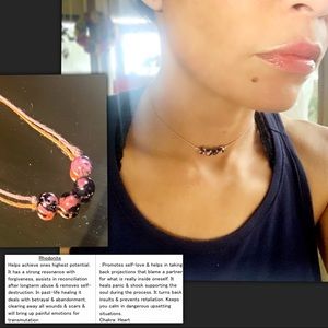 Natural Rhodonite Hemp Choker Necklace